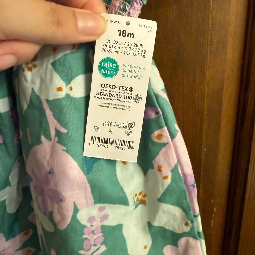 Baby Girls Carter’s one piece sun suit dress 18 mos NWT